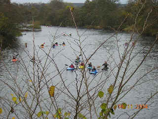 A kayaking group.