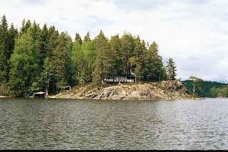 Norwegian hut only reached by water.