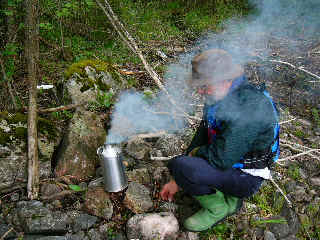 Quick brew with Kelly Kettle and a few twigs.