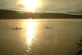 Paddling ' til sunset.